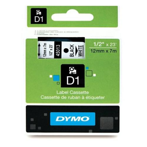 Dymo Etiketten schwarz auf weiss (45013 / S0720530), 12mm, laminiert