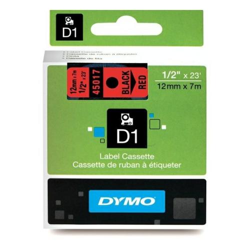 Dymo Etiketten schwarz auf rot (45017 / S0720570), 12mm, laminiert