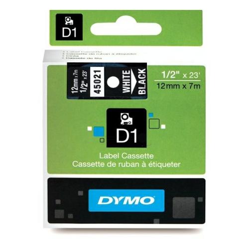 Dymo Etiketten weiss auf schwarz (45021 / S0720610), 12mm, laminiert