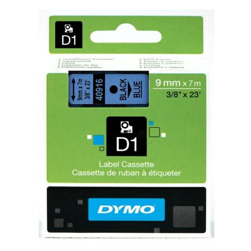 Dymo Etiketten schwarz auf blau (40916 / S0720710), 9mm, laminiert