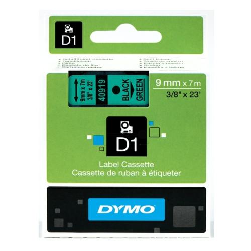 Dymo Etiketten schwarz auf grün (40919 / S0720740), 9mm, laminiert