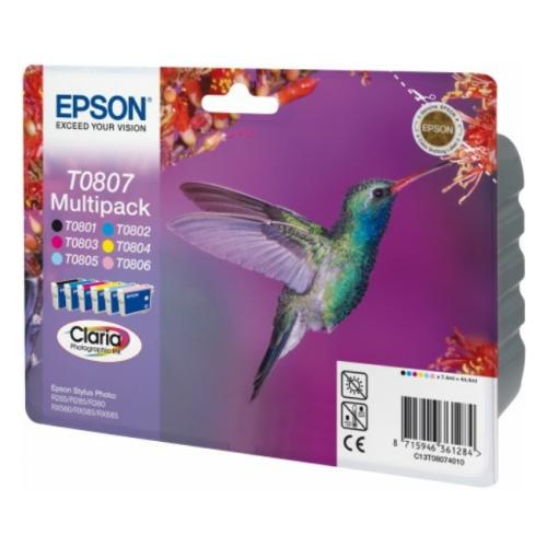 Epson Tintenpatrone schwarz / Cyan / magenta / gelb / Cyan-Foto / magenta foto (C13T08074011 / T0807) (Multipack)