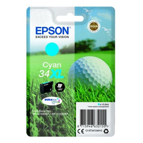 Epson Tintenpatrone Cyan (C13T34724010 / 34XL) (hohe Kapazität)