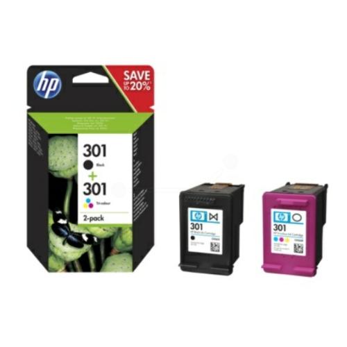 HP Tintenpatrone schwarz / Farbe (N9J72AE / 301) (Doppelpack, Multipack)