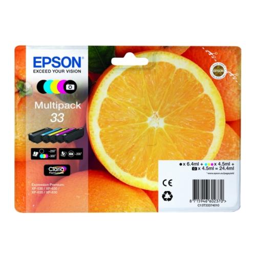 Epson Tintenpatrone schwarz / schwarz foto / Cyan / magenta / gelb (C13T33374011 / 33) (Multipack)