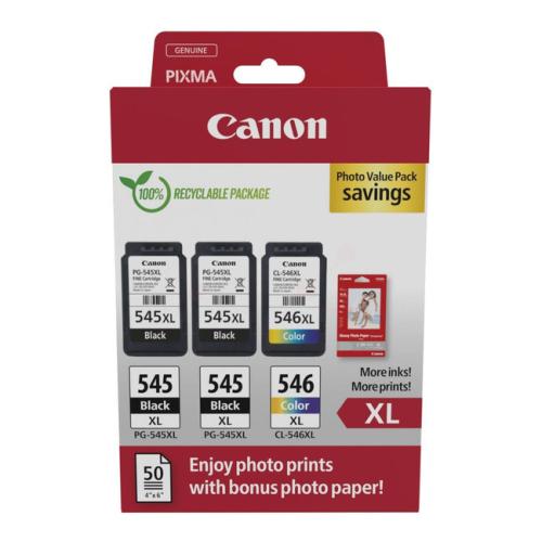 Canon Tintenpatrone schwarz / Farbe (8286B015 / PG545XL+CL546XL) (Doppelpack, Multipack, hohe Kapazität)