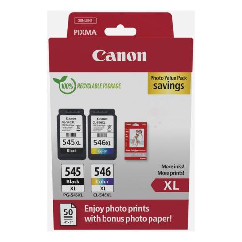 Canon Tintenpatrone schwarz / Farbe (8286B011 / PG545+CL546XL) (Doppelpack, Multipack, hohe Kapazität)